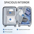 Hardside Expandable Carry On Luggage with Spinner Wheels & Built (Silver Grey)