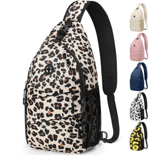 Crossbody Bags for Women Men Trendy Sling Bag Backpack Chest Bag (Medium / Leopard)