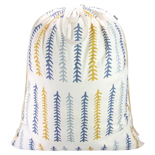 Thick Canvas Laundry Bag with Handles & Drawstring (Fishbone,1pc XL / XL 33"W x 35"H┃1 Pack)