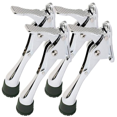 4 Stoppers 4 in Chrome Kickdown Door Stopper for Bottom of Door (Chrome / 4 INCH X 4 PACK)