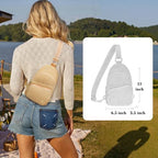 Faux Straw Crossbody Bags for Women Small RFID Summer Sling Bag (Classic Khaki)