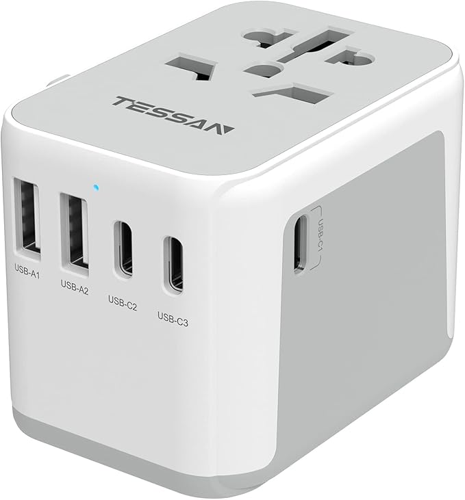 TESSAN Universal Travel Adapter, International Power Adapter 5.6A 28W 3 USB C 2 by TESSAN