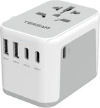 TESSAN Universal Travel Adapter, International Power Adapter 5.6A 28W 3 USB C 2 by TESSAN
