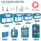 8 Set Packing Cubes for Travel Essentials (15 Ocean Blue)