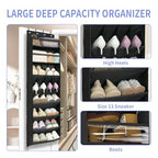 1 Pack 8 Shelves Over The Door Shoe Organizer (BLACK / 25+ Pairs)