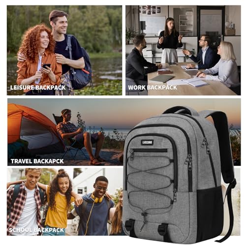 Grey Backpack for Men Women (D6-grey / 17.3 Inch)