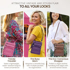 leather Crossbody Purses for Women (X-Large / Wine)