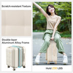24 Inch Checked Luggage Hardside Suitcase Top Opening Suitcases (24 Inch / Cream)