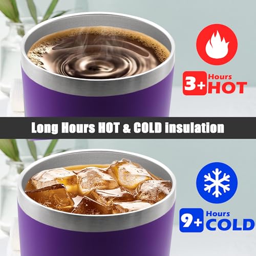 20oz Tumbler Insulated Coffee Tumblers with Lid Stainless Steel Purple 4P (Purple)