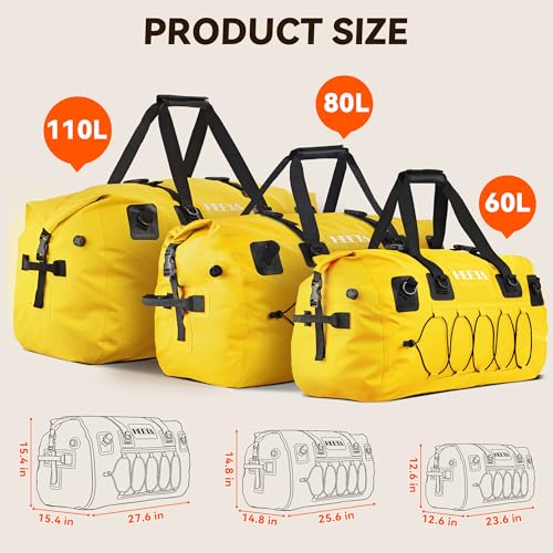 Waterproof Duffel Bag Motorcycle Dry Bag Backpack (Yellow / 110L)