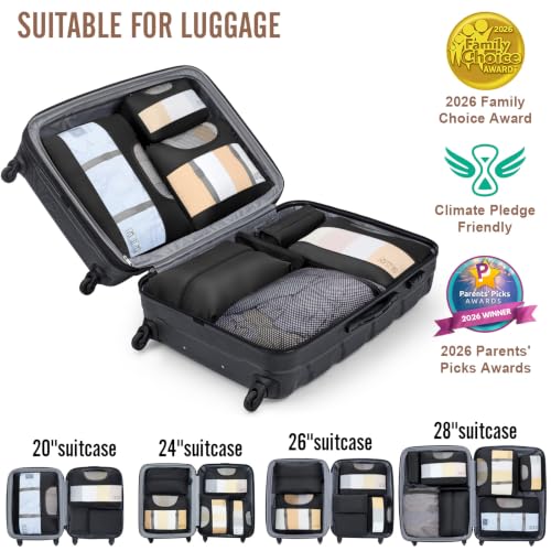 10 Set 8 Set Packing Cubes for Travel Essentials (01 Black)