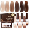 Beetles Brown Nude Fall Jelly Gel Nail Polish Set (A - Brown Nude Pink | Vanilla Latte)