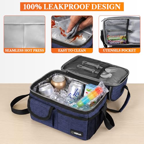 Insulated Lunch Bag Women Men (Heather Navy)