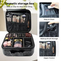 Travel Makeup Bag Makeup Cosmetic Train Case Organizer Portable Storage Bag with Adjustable Dividers for Cosmetics Makeup Brushes Toiletry Jewelry Black Laser Grid Pattern (Black Laser Grid Pattern / No LED Mirror)
