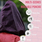 Adult Rain Poncho Waterproof Hooded Zipper Raincoat with Pockets (One Size / Gradient Burgundy)
