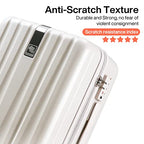 24 Inch Luggage Suitcases With Spinner Wheels Lightweight PC Hard Shell Rolling Suitcase With Travel Lock (24 Inch / Ivory White)