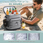 Large 52 Can Insulated Waterproof Leakproof Cooler Backpack (Grey, Black Zipper)