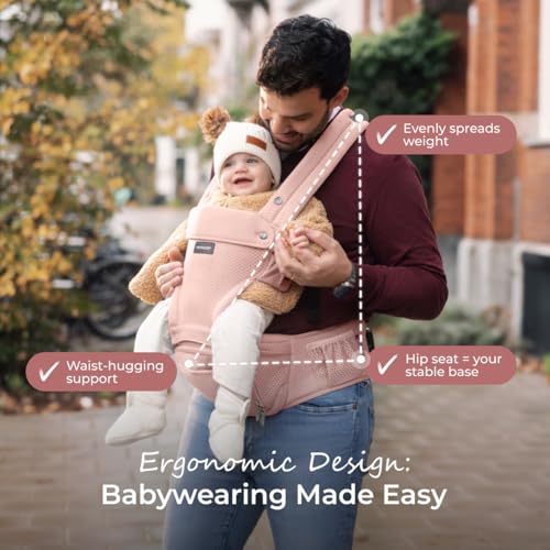 Baby Carrier with Hip Seat (Air Mesh-Pink)