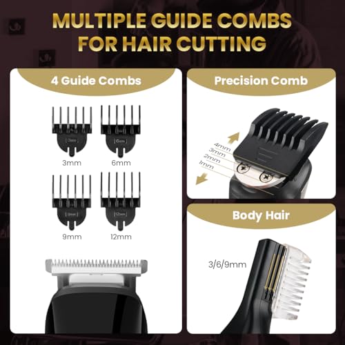 6-in-1 Men's Grooming Kit, Cordless Beard Trimmer, Hair, Nose & Ear (Red)