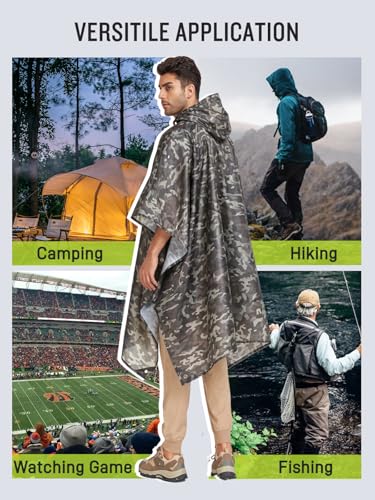 Double Layer Rain Poncho (Brown Camouflage)