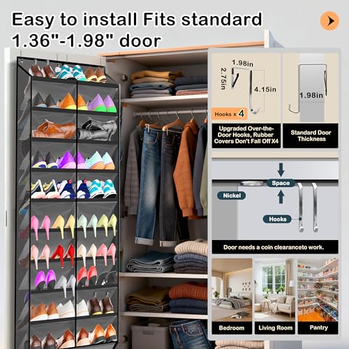 10 Tier Over the Door Shoe Organizer (Dark Gray)