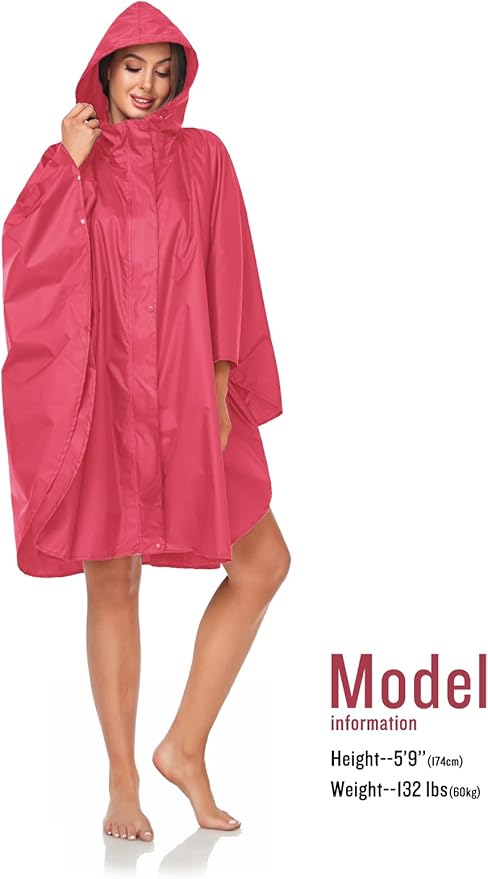 SaphiRose Unisex Rain Poncho Hooded Waterproof Raincoat - Image 4