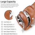 Crossbody Bags for Women Anti Theft Small Sling Handbag with Zipper Lock Vegan Leather RFID Blocking Chest Pure (Brown)