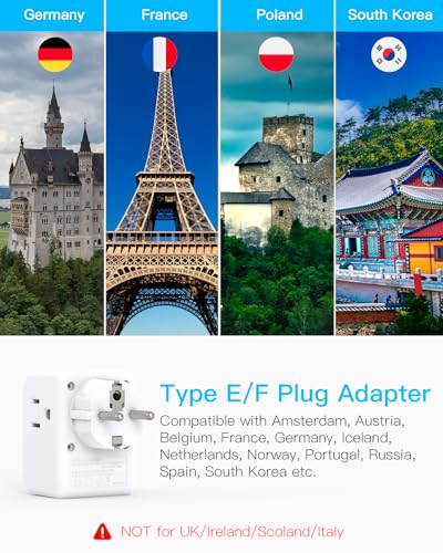 2 Pack Germany France Travel Plug Adapter