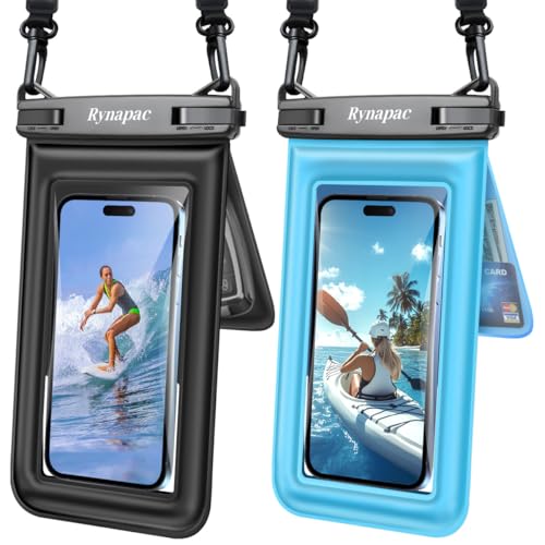 Double Space Floating Waterproof Phone Pouch [Up to 8.5''] (Black & Blue)