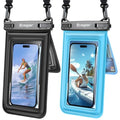 Double Space Floating Waterproof Phone Pouch [Up to 8.5''] (Black & Blue)