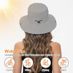 Sun Hats for Women Bucket Hat UV Protection Fishing Hat Wide Brim Safari Hats 2 in 1 Zip (1pack-light Grey)