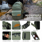 Green Professional Camera Backpack (Green Water Resistant Nylon)