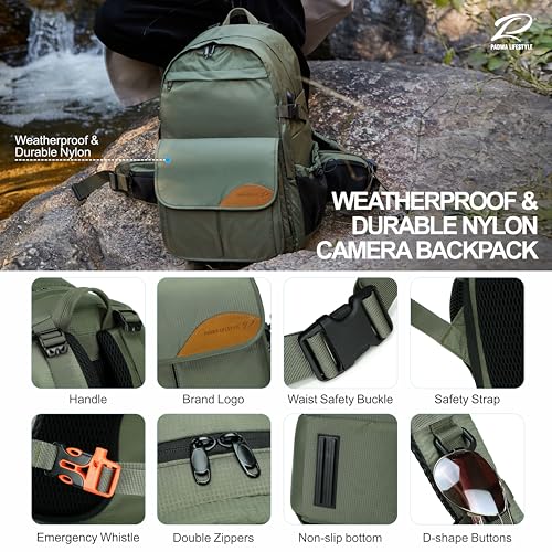 Green Professional Camera Backpack (Green Water Resistant Nylon)