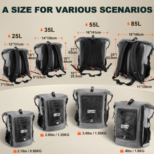 Waterproof Backpack Dry Bag 35L (Grey / 35L)
