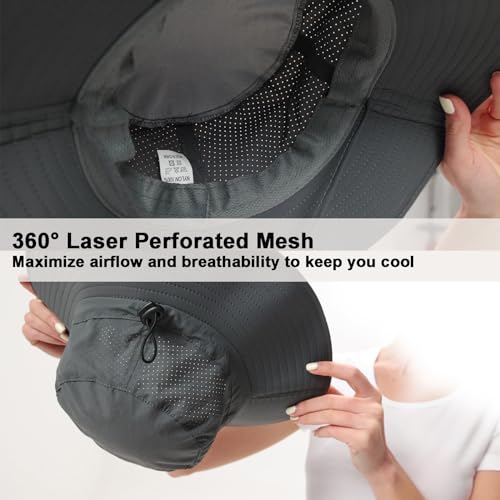 Sun Hat for Men Women Cooling Boonie Hats Breathable Wide Brim Fishing Bucket Hat Beach Hat Safari Hiking Garden Summer UV Protection Dark Grey (1 Pack Darkgrey)
