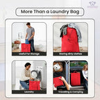 LFH Home Cotton Rich Large Premium Canvas Laundry Bag (28"x36" (Pack of 4) / Red)