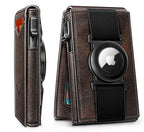 Men Leather Wallet for AirTag (Forest Brown8620)
