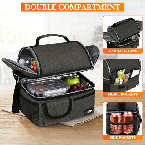 Insulated Lunch Bag Women Men (Heather Charcoal)