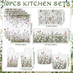 10 Pcs Wildflower Kitchen Decor Set (Vivid / Wildflower)
