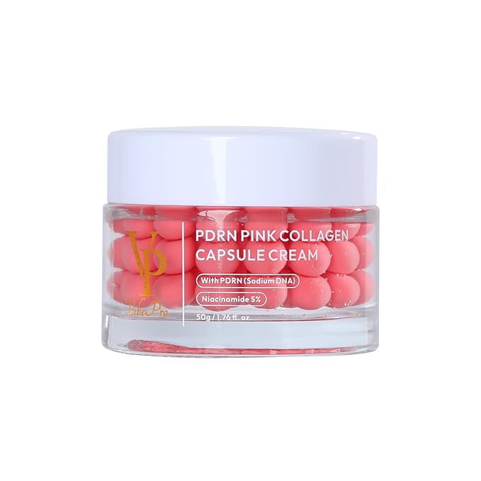 VP PDRN Pink Collagen Capsule Cream – Hydrating Face Moisturizer with Niacinamide, Lightweight Capsule Cream for Radiant, Smooth & Even-Looking Skin, 50g