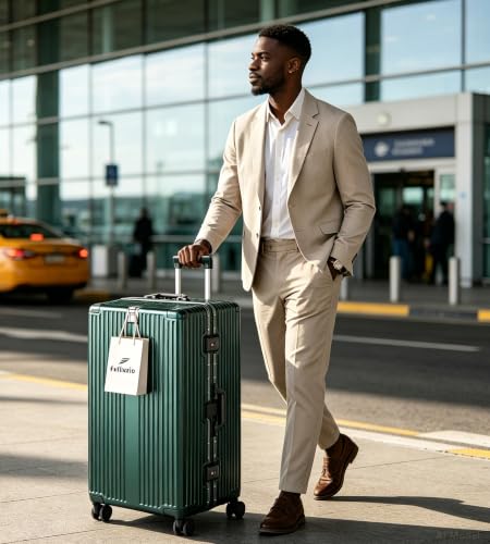 Super Large Aluminum Frame Checked Zipperless Luggage (A4-Forest green / 30in)