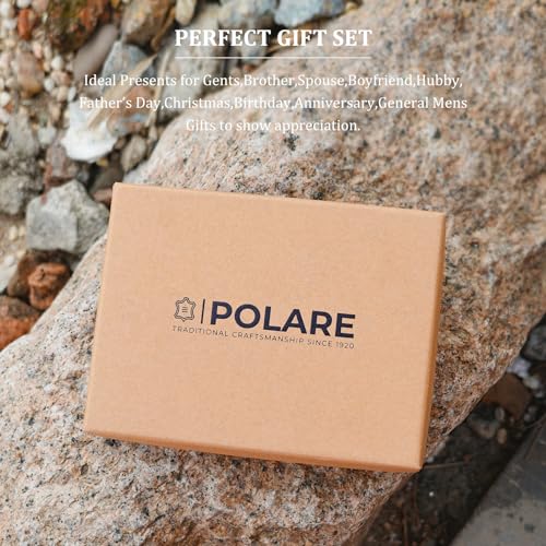 Polare Leather AirTag Passport Holder RFID Blocking Travel Bifold Wallet (Grey with AirTag Slot)