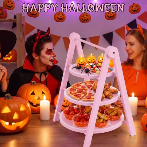 3 Tier Pink Spiderweb Serving Tray (Spider Web)