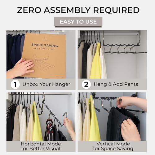 Pants Hangers Space Saving (Black / 4 Pack)