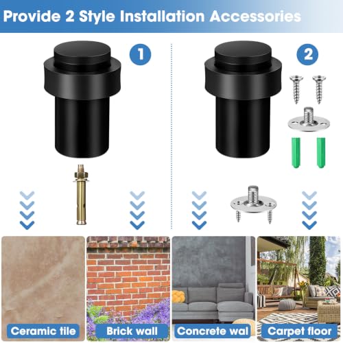 50 Pcs Floor Mounted Door Stopper Stainless Steel (Black)