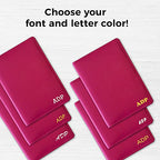 Personalized Monogrammed Bright Pink Leather RFID Passport Wallet (Bright Pink / Minimalist)