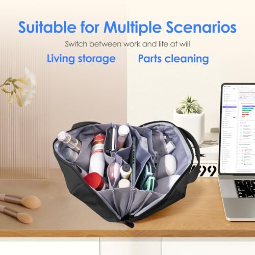 Premium Waterproof Electronics Organizer Travel Bag with Handle (Black)