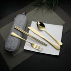 Travel Utensils with Case (Gold)