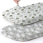 Stretch Fitted Bassinet Sheet Set BROLEX 2 Pack Cradle Sheets for Bassinet Pad (Elephants Bears / 32x16 Inch)