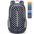 Lightweight Packable Backpack 25L (25L / Blue, White Polka Dot)